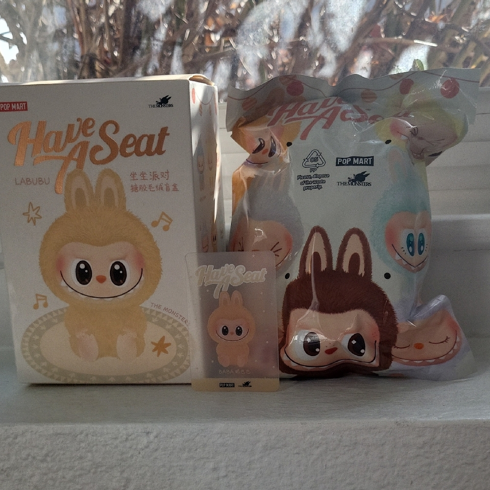 Pop Mart Labubu 'Have A Seat' Plush Toy - Cream and Brown